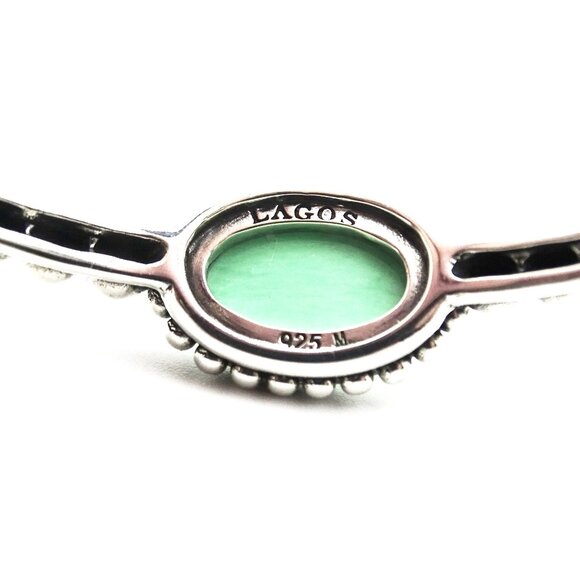 LAGOS Maya Sterling Variscite Oval Doubles Bangle Bracelet Size M - Picture 10 of 11